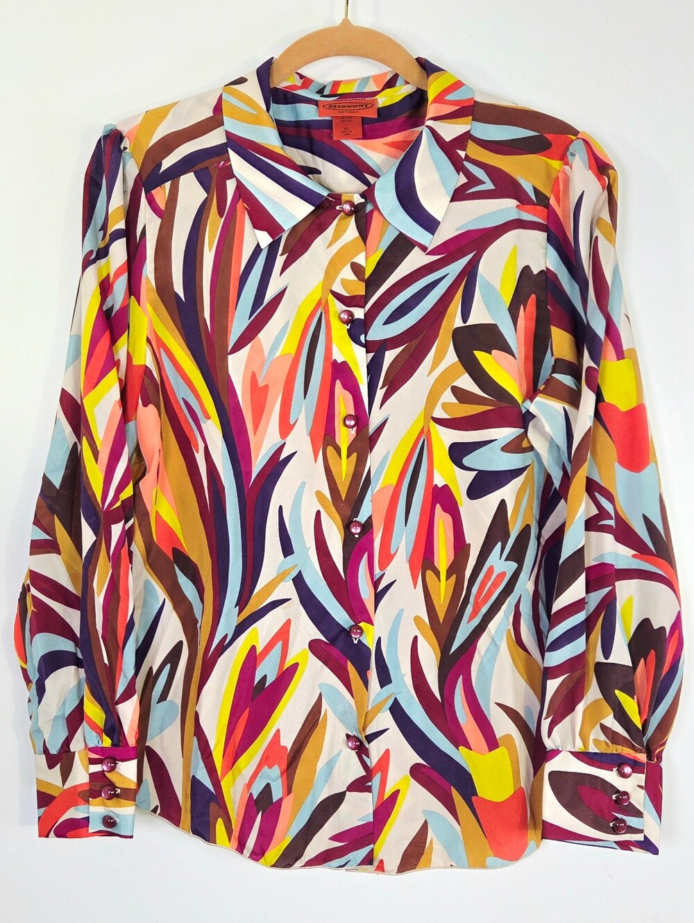 MISSONI FOR TARGET ABSTRACT GRAPHIC PRINT BUTTON DOWN BLOUSE